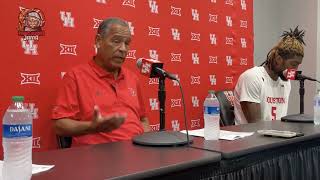 Houston Cougars Kelvin Sampson reacts to 86-47 exhibition win against UNC Pembroke