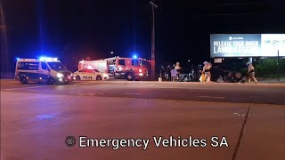 SA Metropolitan Fire Service, SA Ambulance Service, & SA Police vehicles attending rollover crash