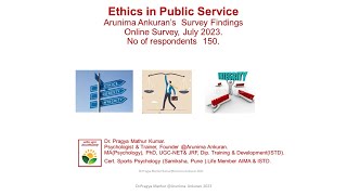 Ethics in Public Service: Findings of Arunima Ankuran's  Public Opinion(Online) Survey .