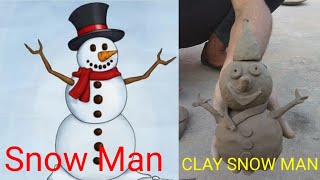 How to make a Clay Snowman | मिट्टी का Snowman | #differentpotteryvlog