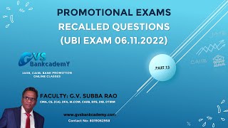 PROMOTIONAL EXAMS - Part 13 (UBI Exam Recalled Questions)