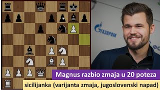 Magnus razbio zmaja u 20 poteza - sicilijanska odbrana (varijanta zmaja, jugoslovenski napad)