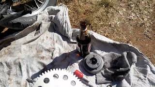 A broken starter  clutch on a motorcycle