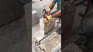 Turning a granite block into unique mushroom stone—this one put up a real fight! 🪓💪