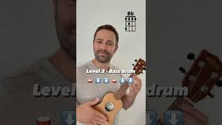 Percussive Ukulele Tutorial in 4 levels #shorts #ukulele #ukuleletutorial