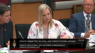 Senator Denise Batters asks lawyer Brian Pfefferle about peremptory challenges at Legal Committee