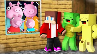 JJ and Mikey and Banana Kid HIDE From Peppa Pig family in Minecraft - Maizen