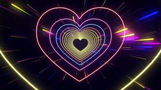 Neon Lights Love Heart Tunnel and Romantic Abstract Glow Particles Background #tunneltrend