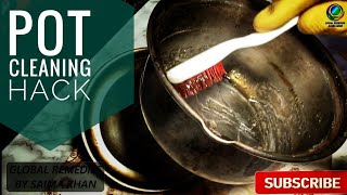 Kitchen Pot Cleaning Remedy - How to Clean Black Coated Pot | Food Secrets by Saima