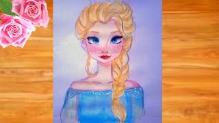 How to Draw Disney Princess Elsa - step by step || Disney Frozen || pencil Sketch with colour