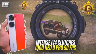 INTENSE 1V4 CLUTCHES IN CONQUEROR LOBBY 🥵 IQOO NEO 9 PRO BGMI TEST 👑