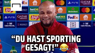 Sporting oder Benfica? Kompany ertappt Reporter bei Versprecher | FC Bayern | Champions League