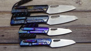 Liong Mah KUF3 and KUF4 custom storm anodized by Jeff Perkins of JD Cutlery.