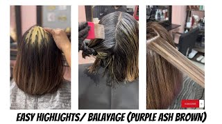 Highlights - Balayage (Purple Ash Brown Hair Color)