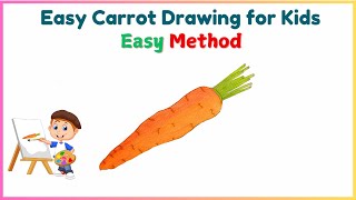 Easy Carrot Drawing for Kids | Step-by-Step Carrot Drawing Tutorial |Fun Drawing Method for Beginner