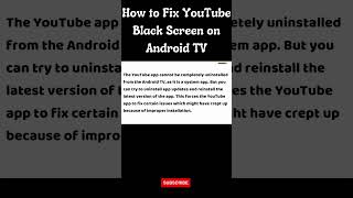 How to Fix YouTube Black Screen on Android TV #shorts #shortvideo #youtubeblackscreen