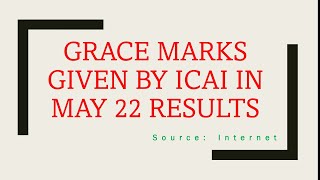 Grace Marks Given by ICAI in May 22 Results