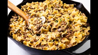 This one-skillet ground beef stroganoff is creamy, flavorful, and easy to make! Ready in just 30 min