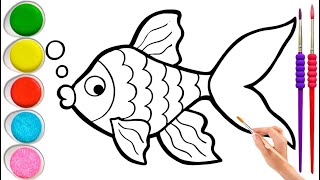 Drawing and Painting Goldfish for Kids & Toddlers | How to Draw Techniques