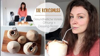 SUPERFOOD JUNGE KOKOSNUSS 🥥 Nährstoffreiches Wasser, Öffnung + Dressing-Rezept | Jurassic Fruit