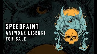 Two Faces Of The Moon |  Owl and Skull Illustration Time Lapse Speedpaint