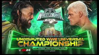 WWE Wrestlemania 40(XL) Roman Reigns Vs Cody Rhodes Official Match Card