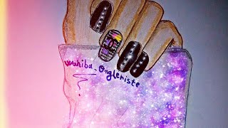 Drawing a hand with colored nails.  رسم يد بأظافر ملونة