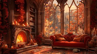 Autumn Cabin Rain Ambience | Relaxing Piano & Fireplace Sounds for Sleep