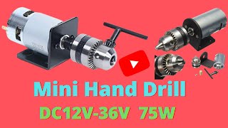 DC 12V 36V Lathe Press 555 Motor with Miniature Hand Drill Chuck and Mounting Bracket_UPDATED 2021