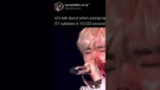 When Yoongi Rapped 117 Syllables in 14 seconds 😶 | #bts #shorts #army #yoongi