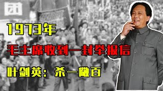 1973年，毛主席收到一封举报信，看完泪流满面，叶剑英：杀一儆百#历史故事 #历史 #歷史故事