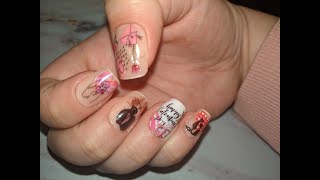 Valentine's Nails with Water Stickers