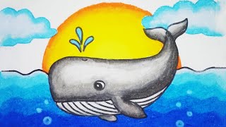 Tutorial Menggambar dan Mewarnai Ikan Paus ( WHALE )