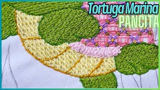 Bordamos la pancita de Tierna Tortuguita 🐢🌊 + Puntada para tallos de flores