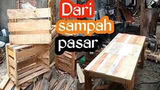 Bikin meja dari kayu bekas limbah pasar atau dari bekas peti buah