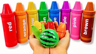 Learn Fruit and Vegetable Names for Kids with Rainbow Crayons