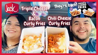 Triple Cheese and Bacon & Chili Cheese Curly Fries Are Back! Sauced & Loaded from Jack In The Box!