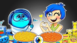 Inside Out 2 - Sadness & Joy Convenience Store BLUE YELLOW Food Mukbang Animation | ASMR