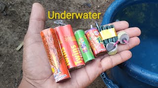 पानी के अंदर सभी पटाखे फोडे || Crackers Underwater | Different types of crackers testing