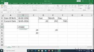 How to Calculate DOB age using datedif formula in MS Excel