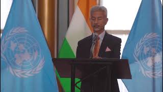 EAM S jaishankar at unveiling of the Bust of Mahatma Gandhi at the United Nations in New York