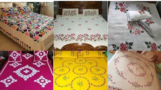 Elegant hand embroidered bedsheets , comforter bedspread pillow cousion covers easy pattern designs