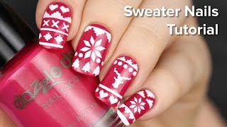 Sweater Nails DIY Nail Art Tutorial for Christmas and Winter