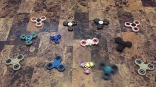 BEST FIDGET SPINNER TEST VIDEO MULTIPLE SPINNERS FASTEST SPINNING LARGE VS SMALL BEARINGS