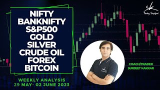 Market Watch: 29 May - 02 June 23 NIFTY, BANKNIFTY, S&P500, GOLD, SILVER, CRUDE OIL, FOREX & BITCOIN