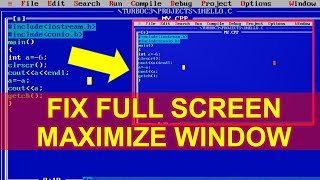 🔥 Fix Full Screen or Maximize in Turbo C/C++ in WIndows | Shortcut keys | In Hindi