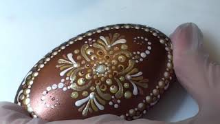 TUTORIAL DOT ART MANDALA Copper and Golds - Pt 2 of 2 🔇 on a Small Oval Rapid Set Cement All stone