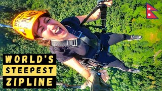 The world’s steepest Zipline!🇳🇵| (+ Krishna's Cross Country Paragliding Experience in Nepal)