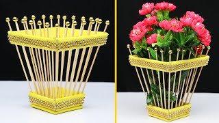 Beautiful flower vase idea with chopsticks | home decoration ideas | diy crafts