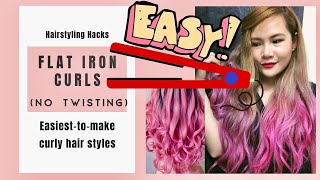 EASIEST FLAT IRON CURLS (NO TWISTING) | FLAT IRON HACKS FOR EASIER AND FASTER HAIRSTYLING